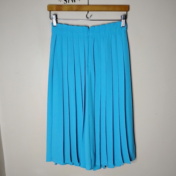 J.Crew Pleated Midi Skirt Knife-Pleat High Waist Preppy Cerulean Blue Sz 4 - Picture 4 of 7